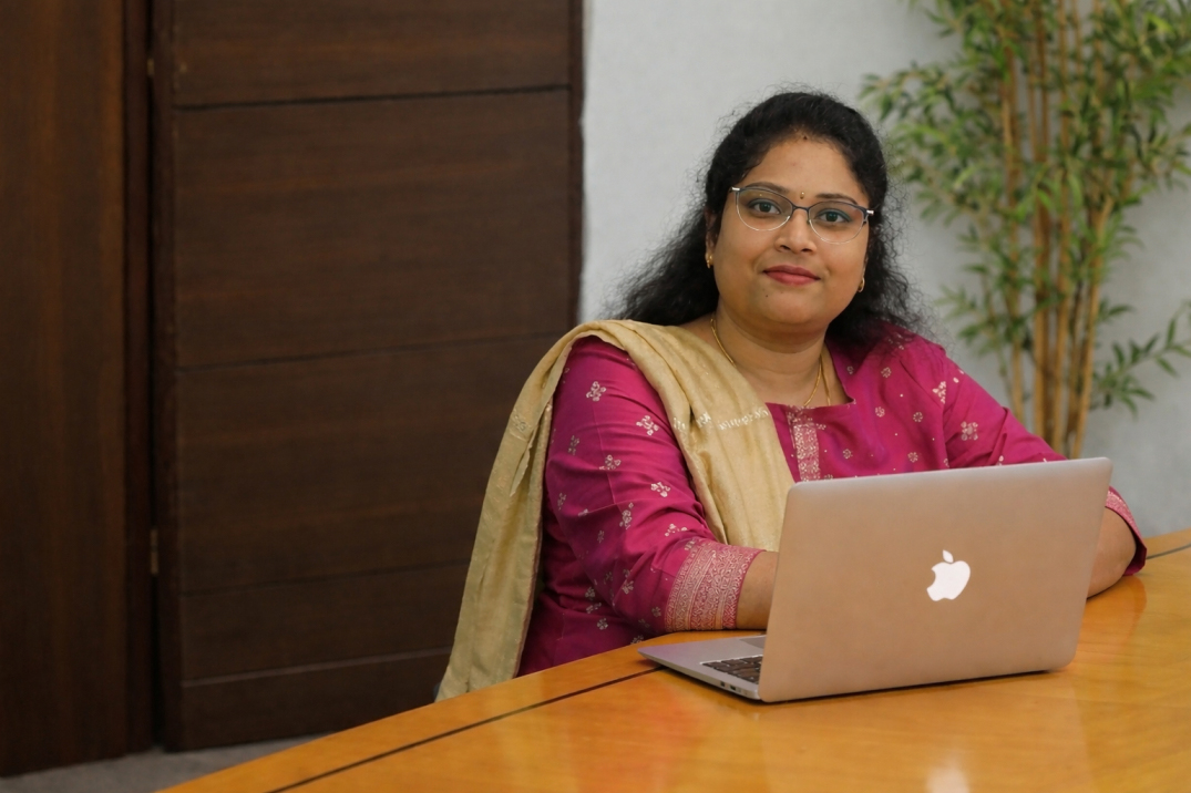 Dr. Sowjanya Lakkoju, Food Technologist and consultant, at her desk